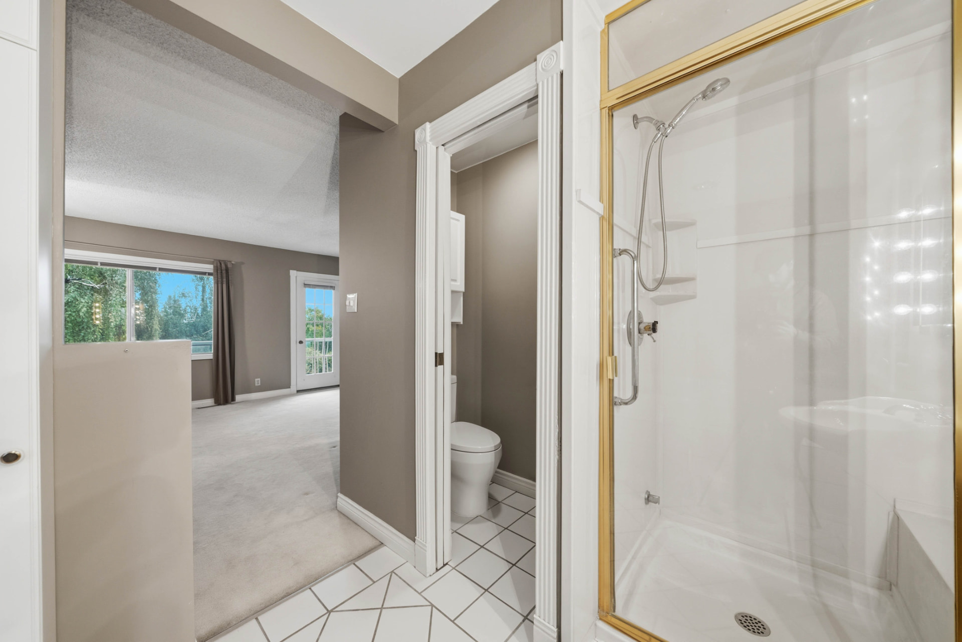 Gold-Framed Glass Shower